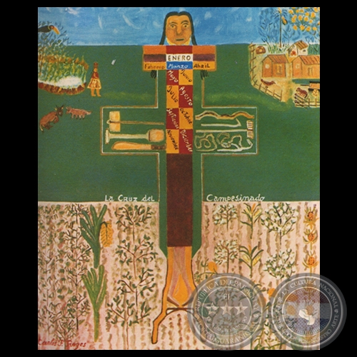 LA CRUZ DEL CAMPESINO, 1982 - Óleo de CARLOS FEDERICO REYES